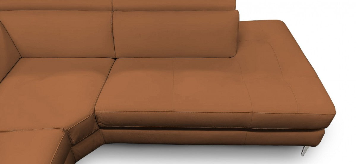 Coronelli Collezioni Viola - Italian Contemporary Cognac Leather Right Facing Sectional Sofa