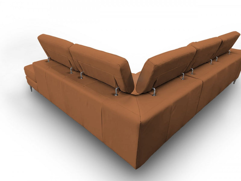 Coronelli Collezioni Viola - Italian Contemporary Cognac Leather Right Facing Sectional Sofa