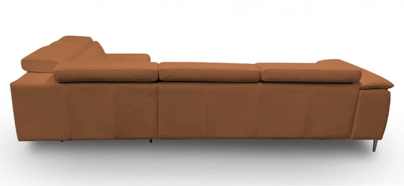 Coronelli Collezioni Viola - Italian Contemporary Cognac Leather Right Facing Sectional Sofa