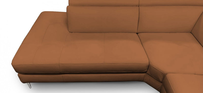 Coronelli Collezioni Viola - Italian Contemporary Cognac Leather Left Facing Sectional Sofa