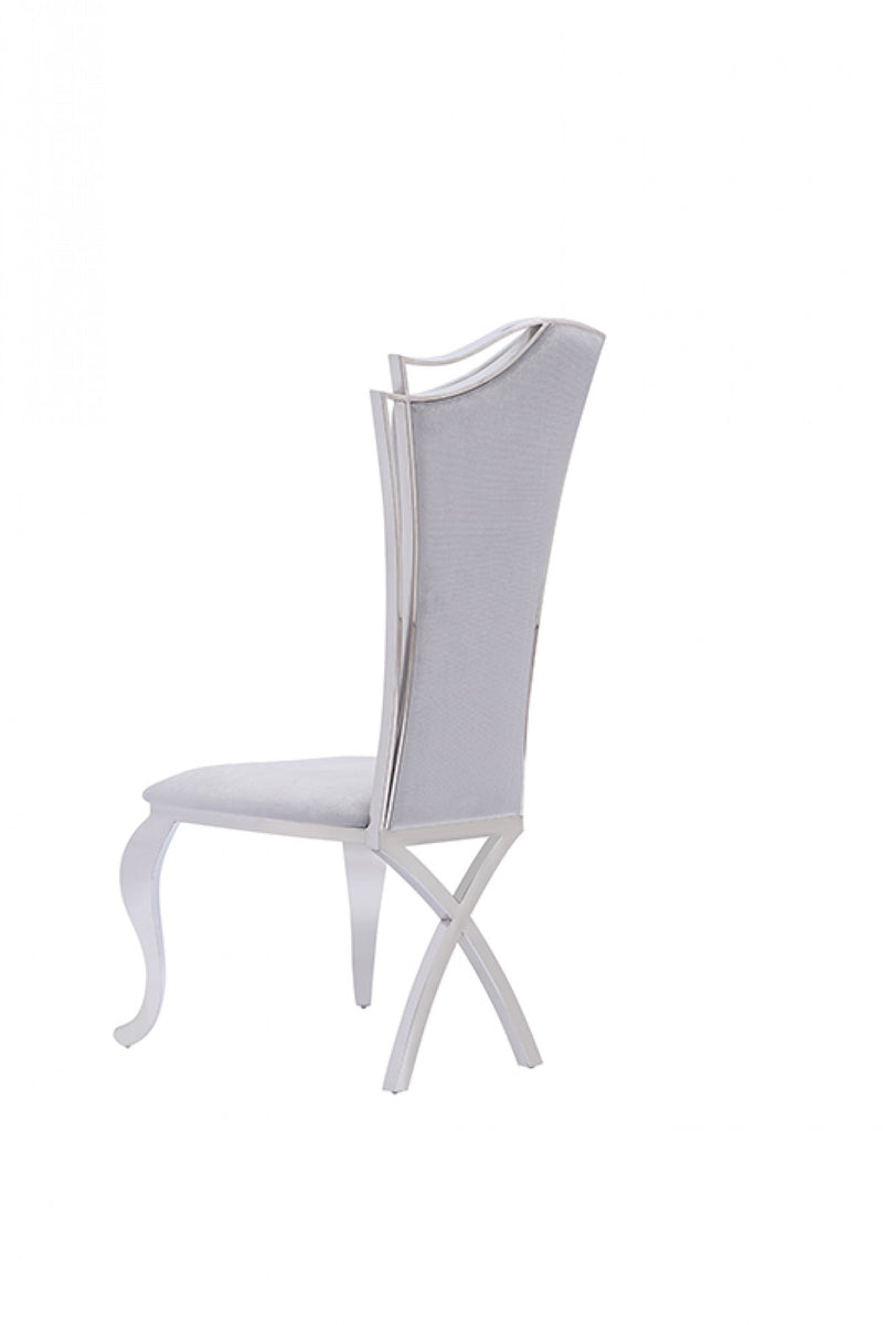 Modrest Bonnie Modern Grey Velvet & Stainless Steel Dining Chair (Set of 2)