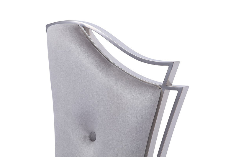 Modrest Bonnie Modern Grey Velvet & Stainless Steel Dining Chair (Set of 2)