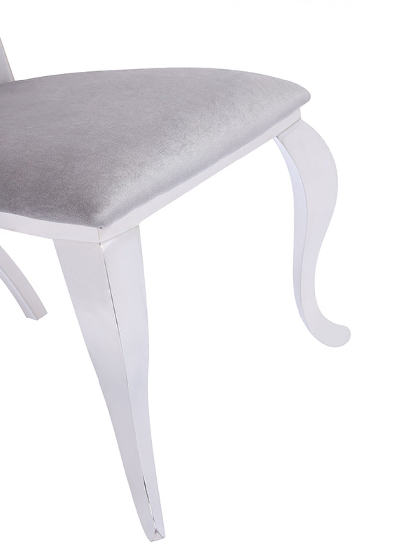 Modrest Bonnie Modern Grey Velvet & Stainless Steel Dining Chair (Set of 2)