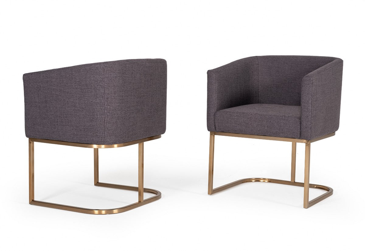 Modrest Yukon Modern Fabric and Antique Brass Dining Chair