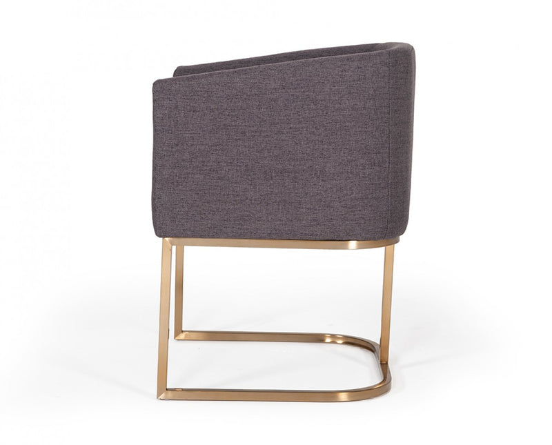 Modrest Yukon Modern Fabric and Antique Brass Dining Chair